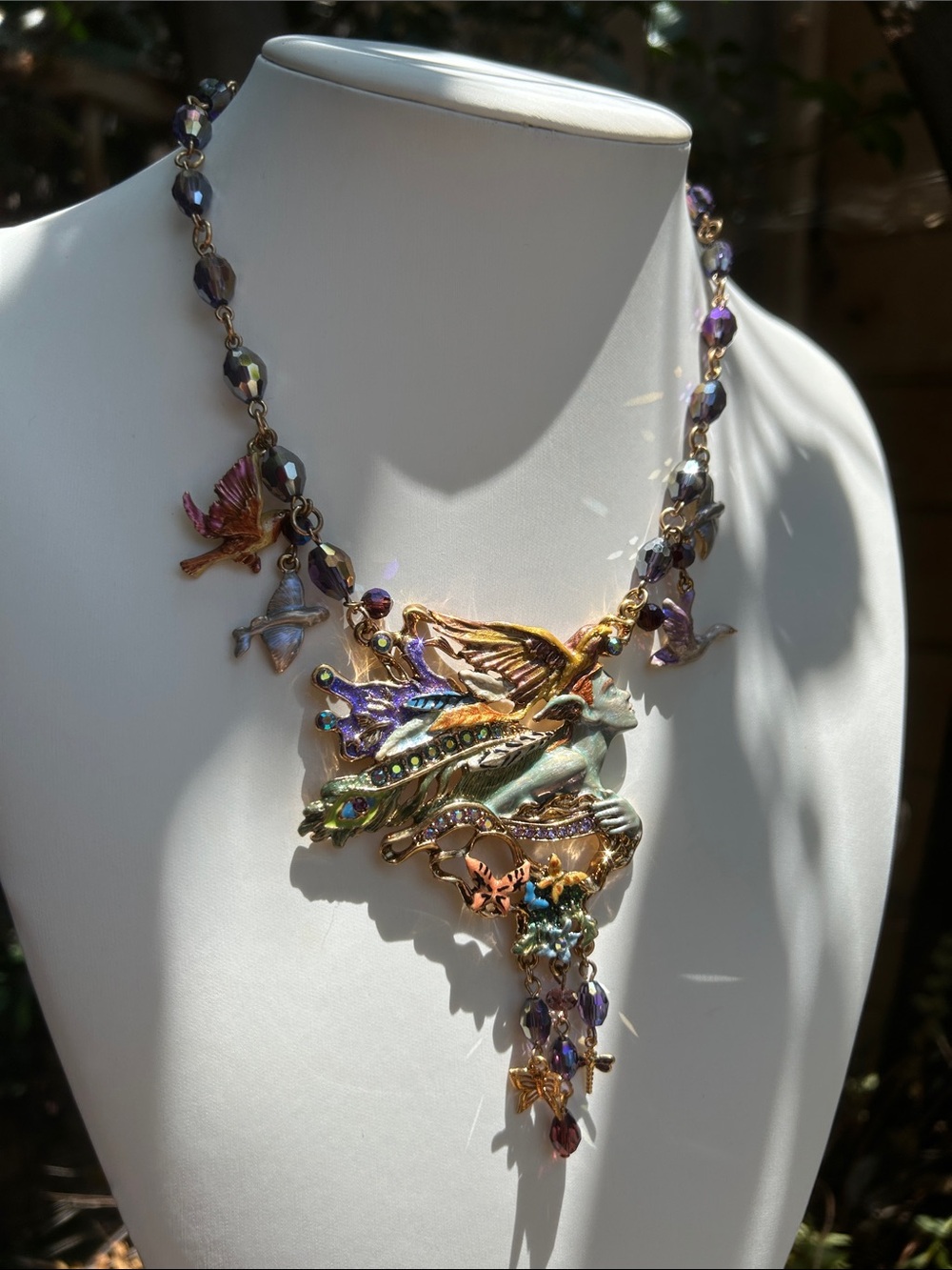 Kirks Folly "Spirit of Flight" Art Nouveau-Inspired Femme Birds Necklace - Picture 3 of 7